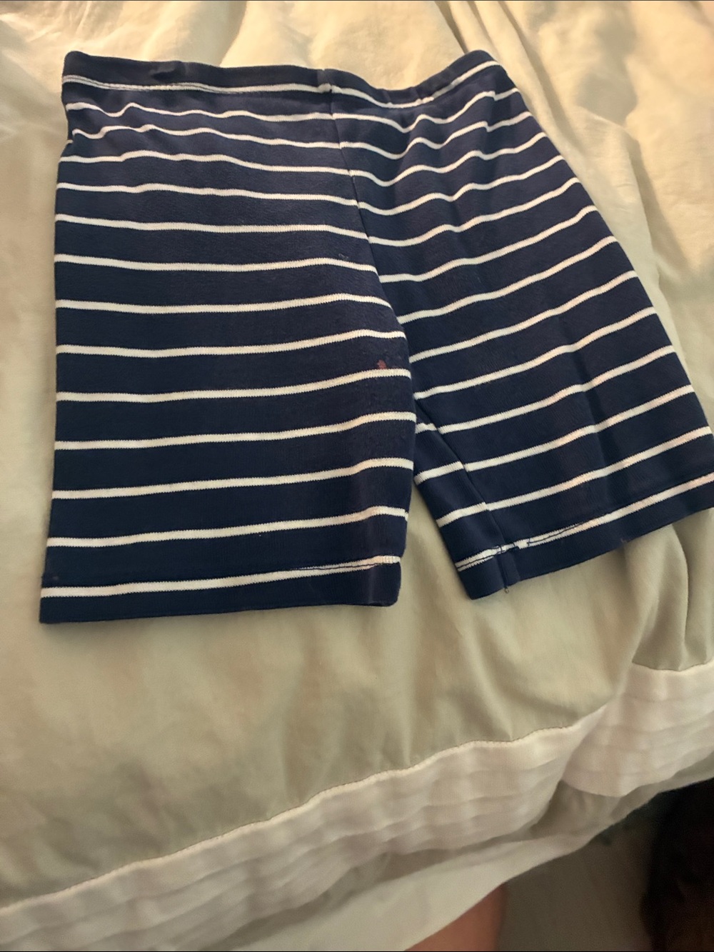 Striped Navy & White Knit Kids Shorts